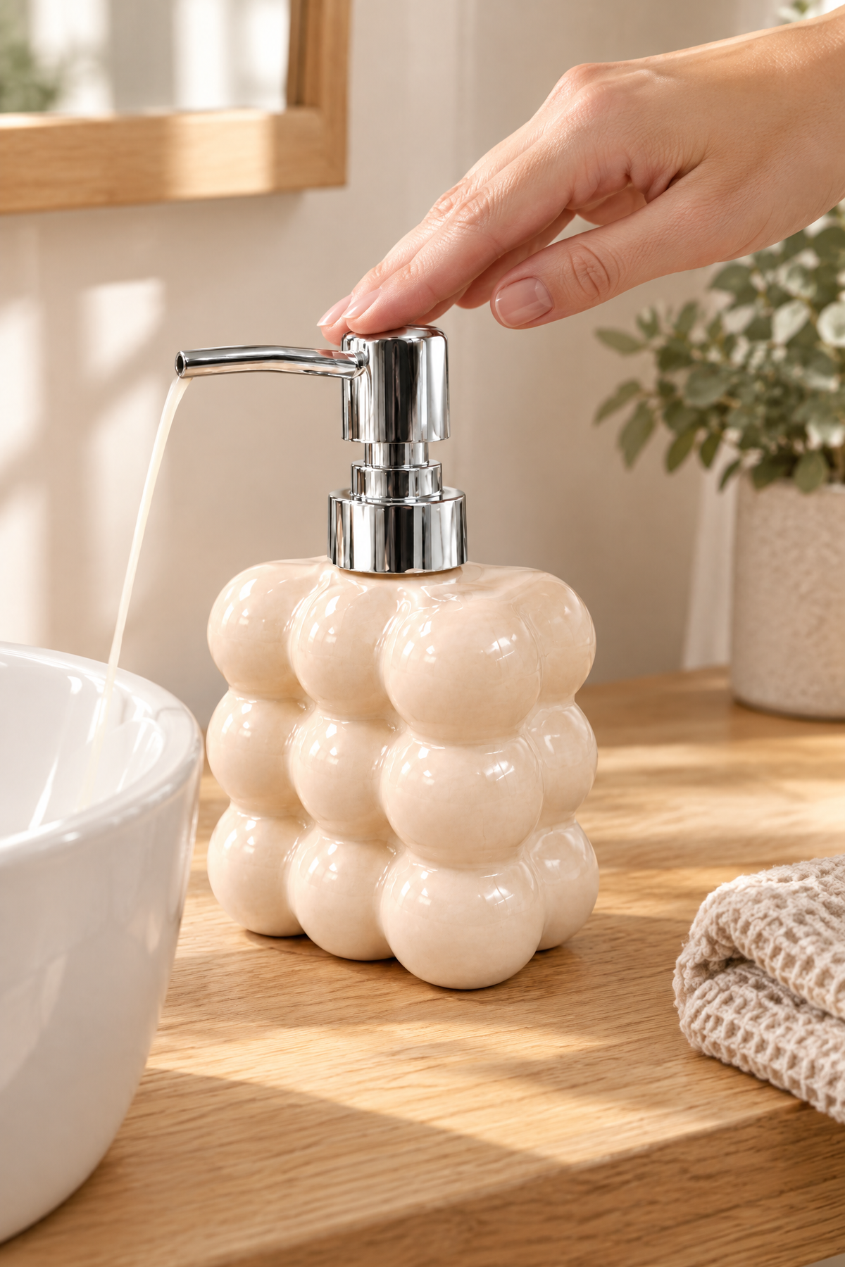 Bubble Cam Sıvı Sabunluk, 300 ml -, 9,5x6,5x15 cm – Krem