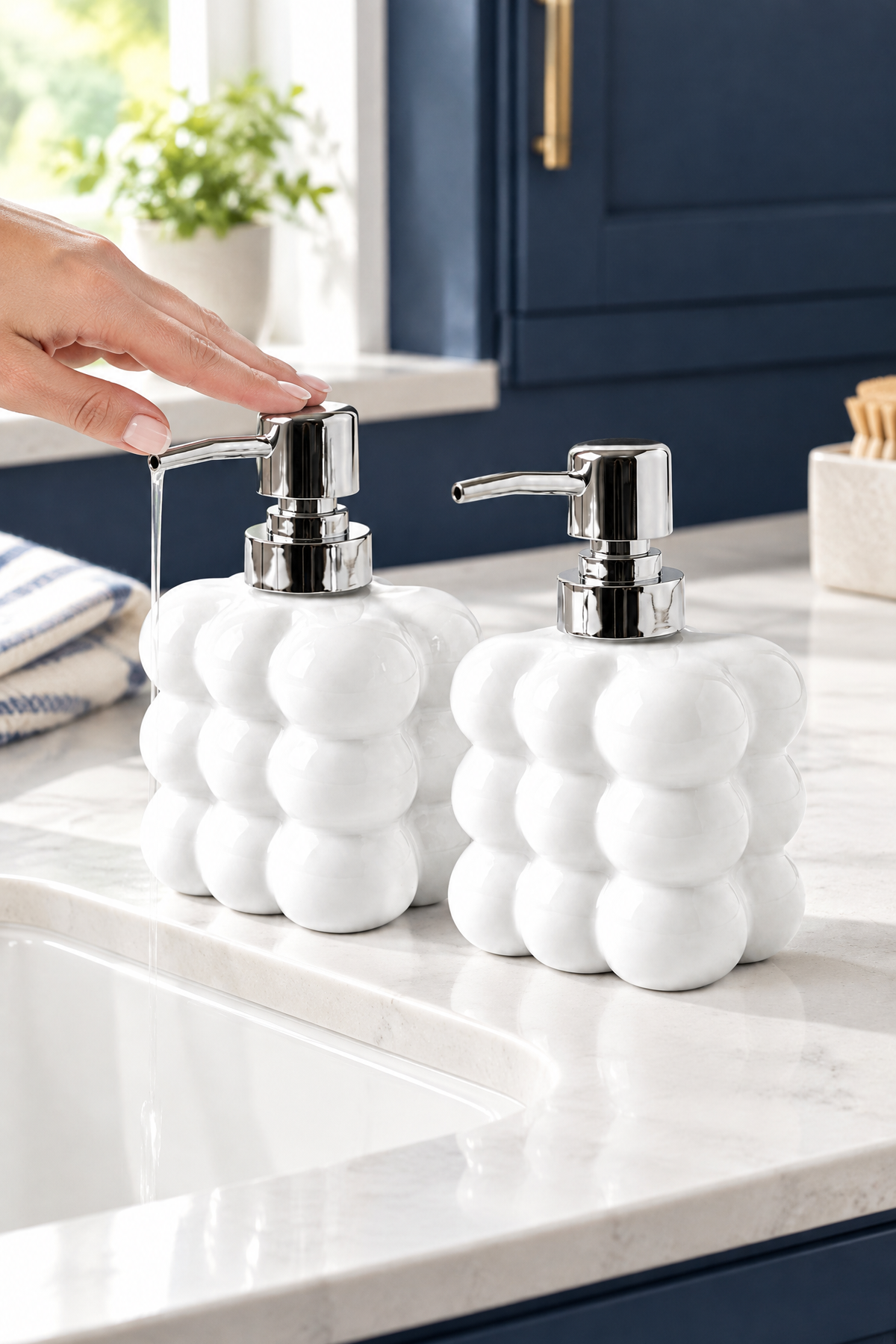 2 adet Bubble Cam Sıvı Sabunluk, 300 ml + 300 ml -, 9,5x6,5x15 cm – Beyaz