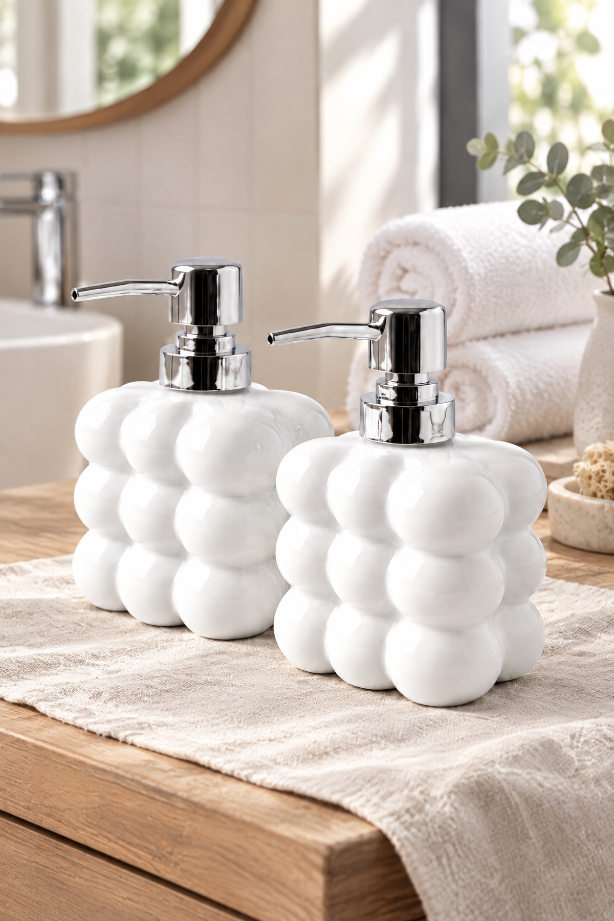 2 adet Bubble Cam Sıvı Sabunluk, 300 ml + 300 ml -, 9,5x6,5x15 cm – Beyaz