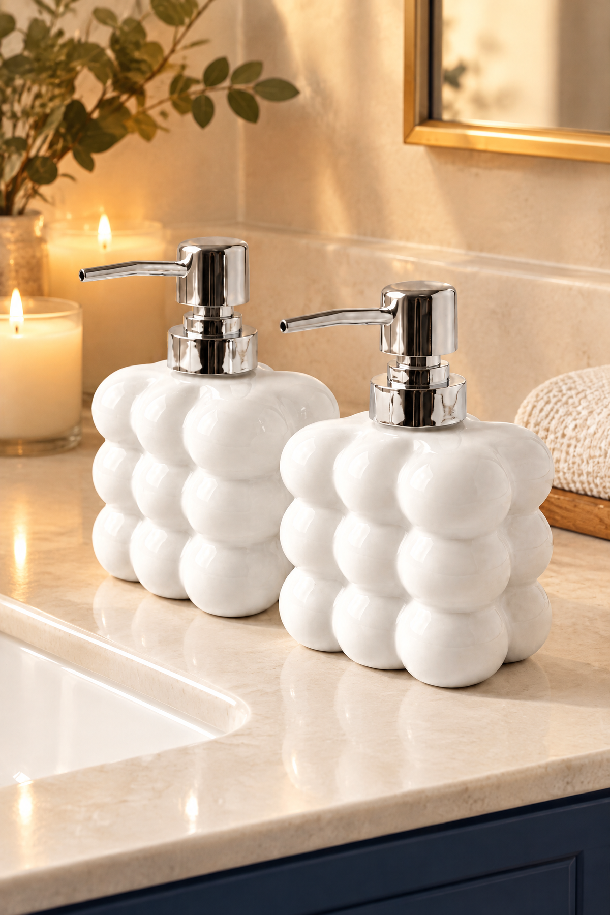 2 adet Bubble Cam Sıvı Sabunluk, 300 ml + 300 ml -, 9,5x6,5x15 cm – Beyaz