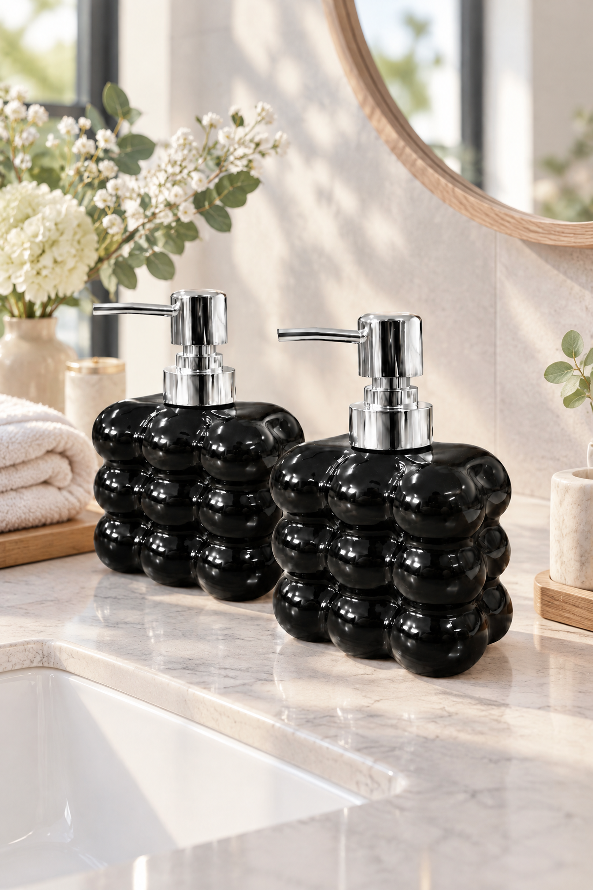 2 adet Bubble Cam Sıvı Sabunluk, 300 ml + 300 ml -, 9,5x6,5x15 cm – Siyah