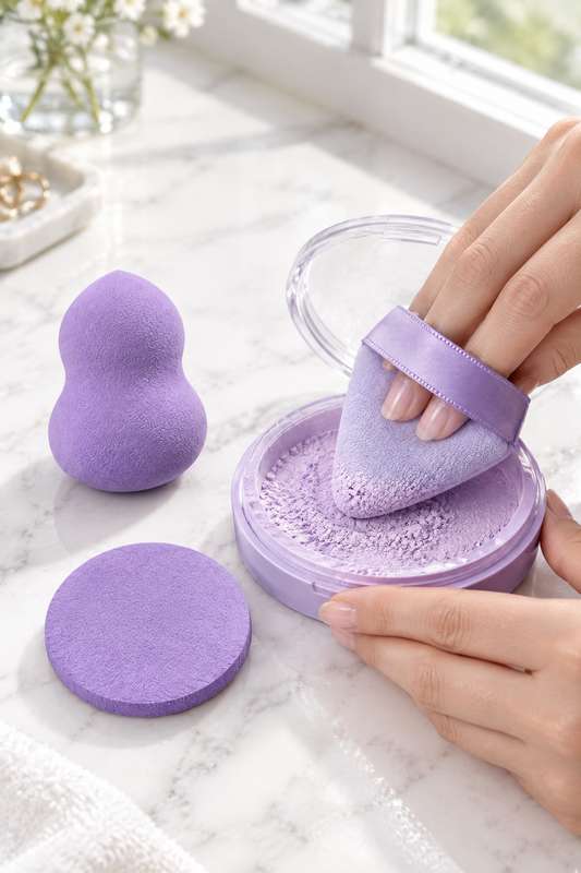 Mor Renk 10 Parça Profesyonel Makyaj Süngeri Seti Pudra Puff Blender