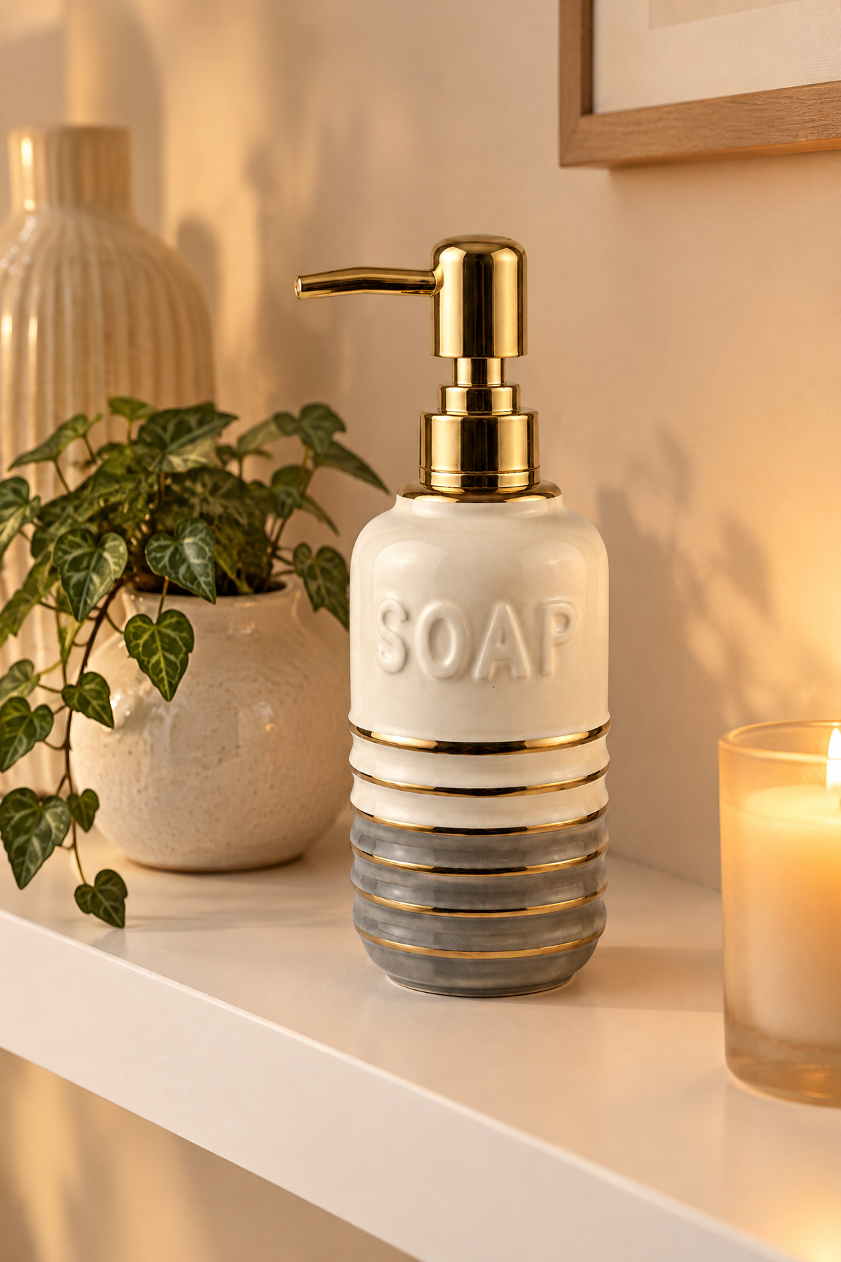 Seramik Sıvı Sabunluk, 300 ml, 7x18 cm – 11859