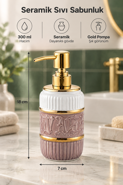 Seramik Sıvı Sabunluk, 300 ml, 7x18 cm – 11863