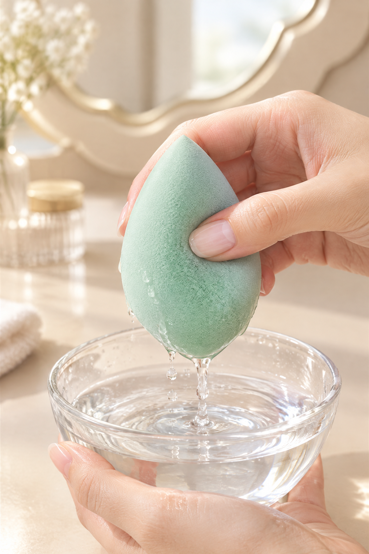 Makyaj Süngeri Yeşil Beauty Blender Fondöten ve Kapatıcı Uygulama Süngeri, 6 cm