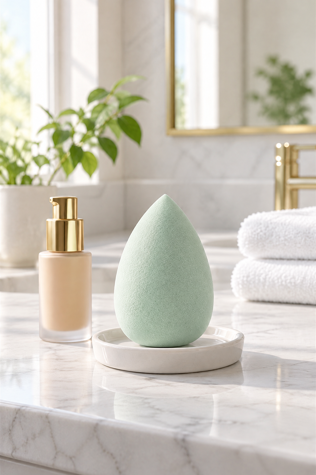 Makyaj Süngeri Yeşil Beauty Blender Fondöten ve Kapatıcı Uygulama Süngeri, 6 cm