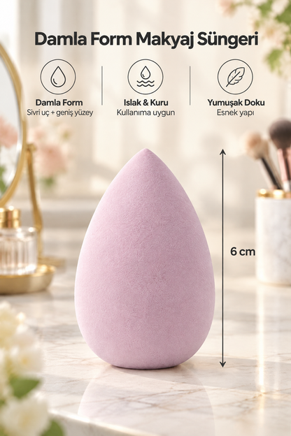 Makyaj Süngeri Pembe Beauty Blender Fondöten ve Kapatıcı Uygulama Süngeri, 6 cm