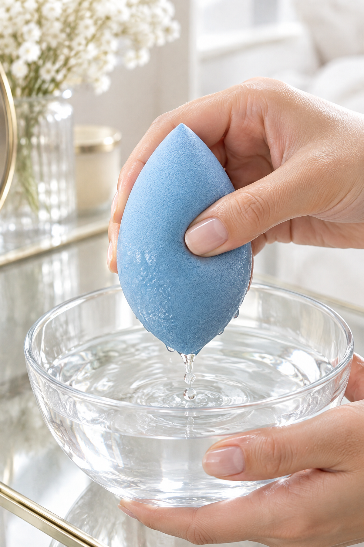 Makyaj Süngeri Mavi Beauty Blender Fondöten ve Kapatıcı Uygulama Süngeri, 6 cm