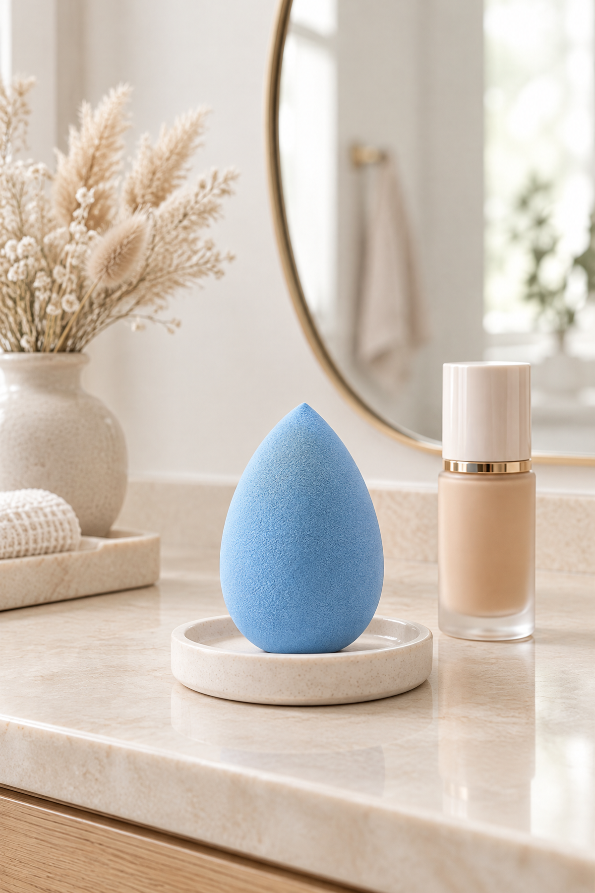 Makyaj Süngeri Mavi Beauty Blender Fondöten ve Kapatıcı Uygulama Süngeri, 6 cm