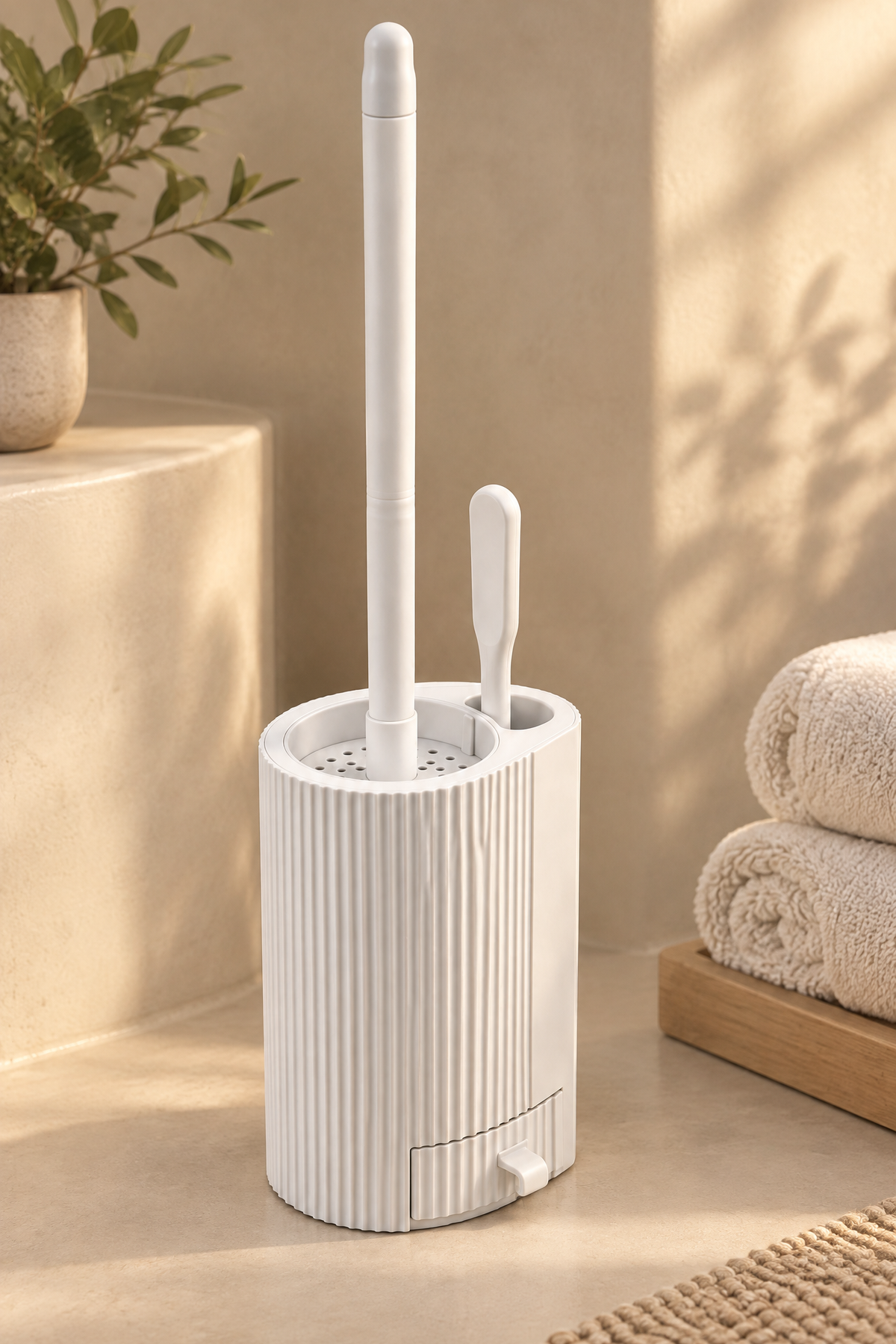 Klozet Fırçası Seti ve Detay Temizlik Fırçası, Yükseklik: 53 cm (35 cm sap + 18 cm fırçalık)
