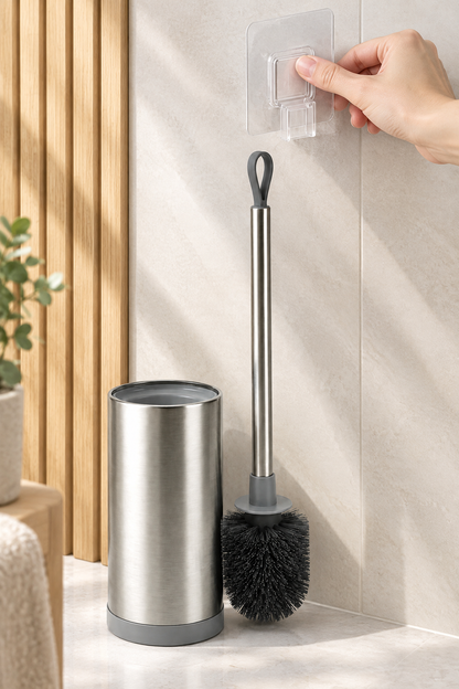 Metal WC Klozet Fırçası ve Fırçalık, Duvara Monte Edilebilir, 47 cm.