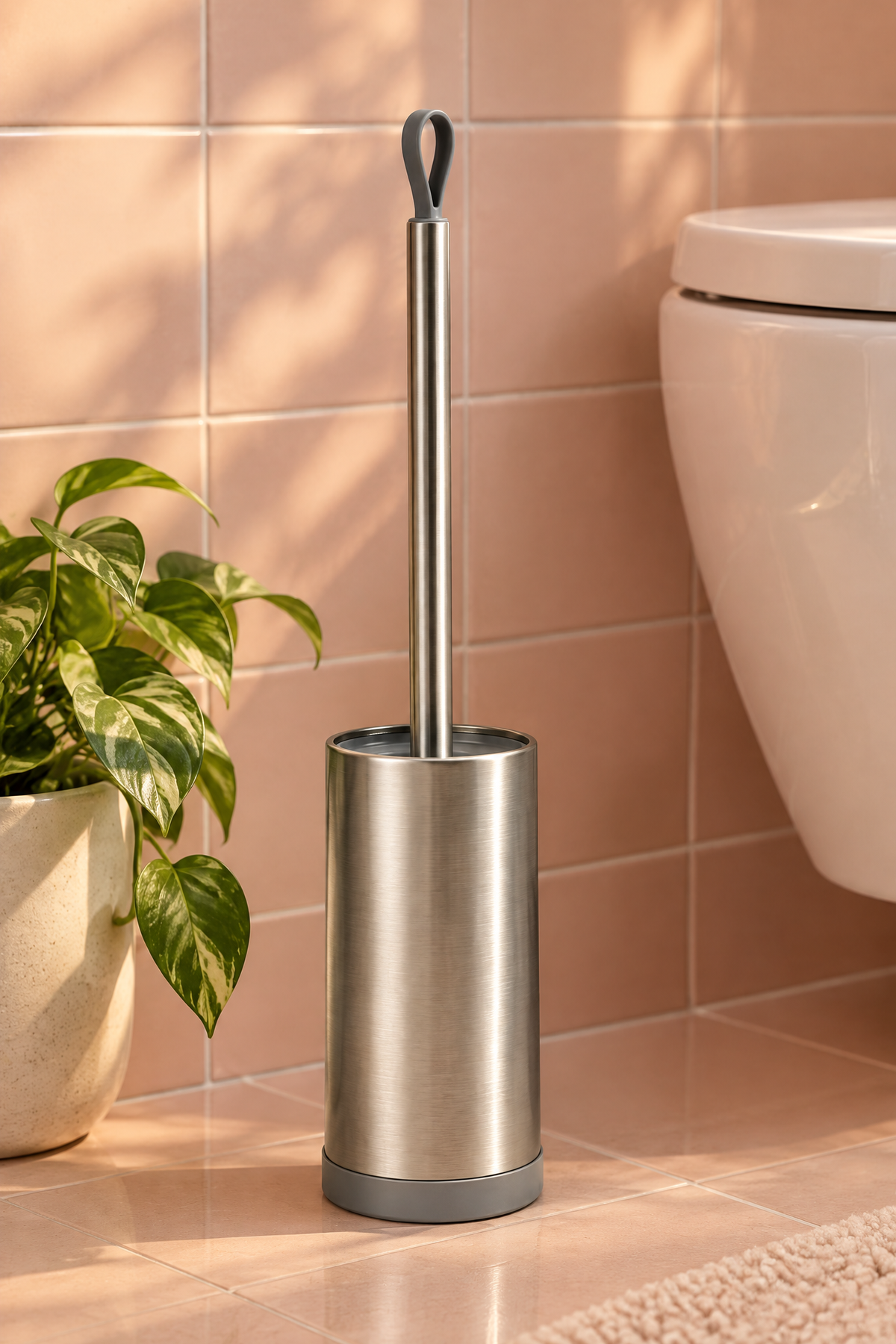 Metal WC Klozet Fırçası ve Fırçalık, Duvara Monte Edilebilir, 47 cm.