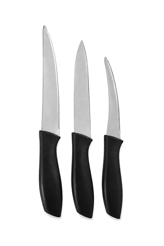 3'lü Paslanmaz Çelik Mutfak Bıçak Seti – 23 cm, 22 cm, 20 cm