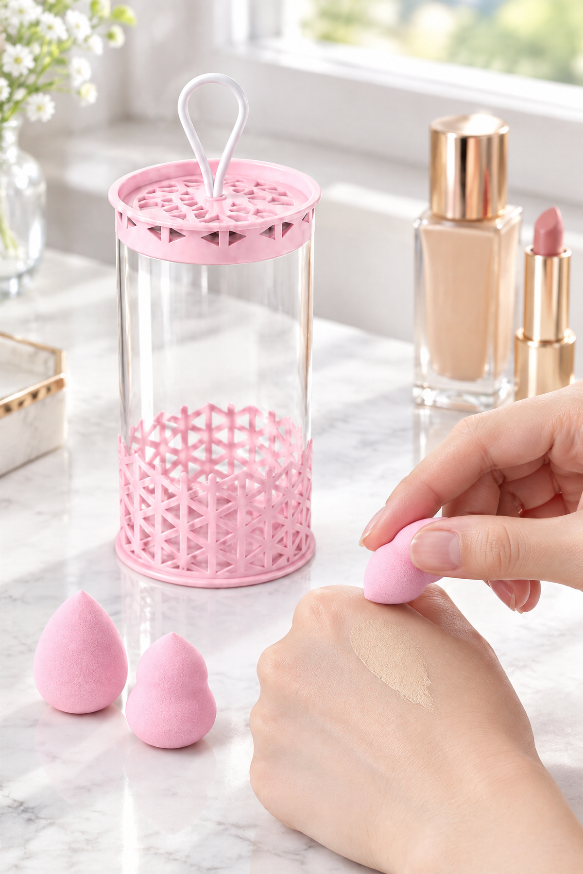 Mini Boy 8'li Pembe Makyaj Süngeri Seti- 2 cm x 3 cm Makyaj Uygulama Süngeri