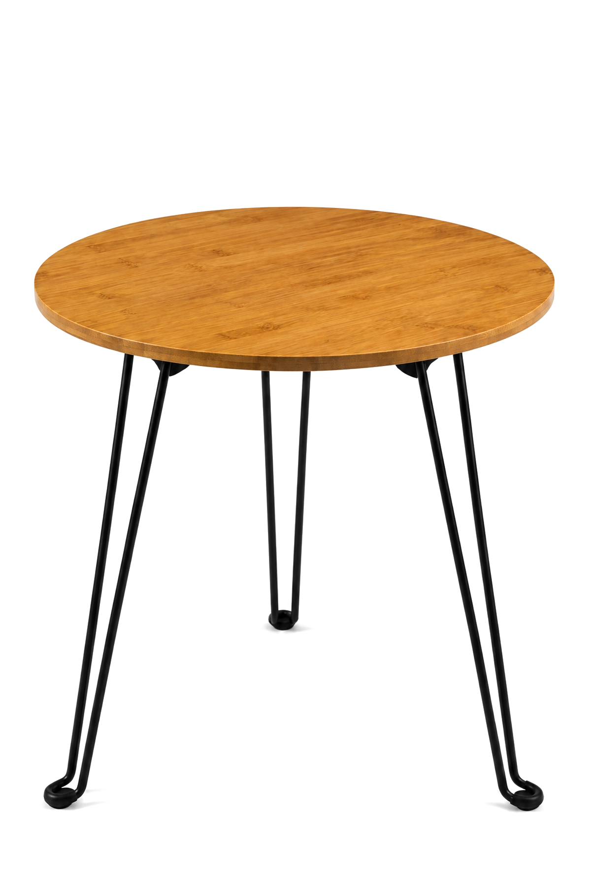 Bambu Katlanabilir Sehpa, 42 cm Çap, 47 cm Yükseklik, Metal 3 Ayaklı