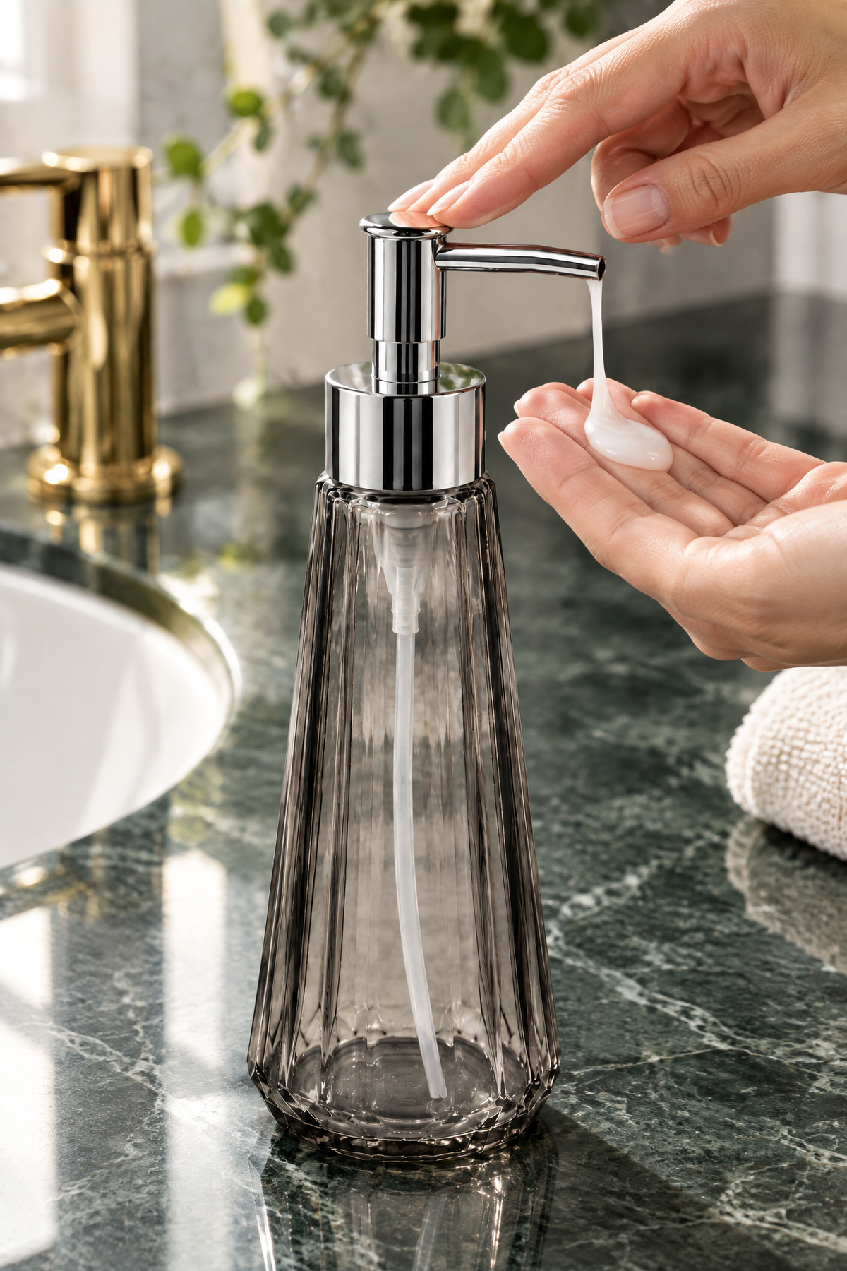 Eyfel Cam Sıvı Sabunluk 250 ml, 7,5x22 cm – Siyah