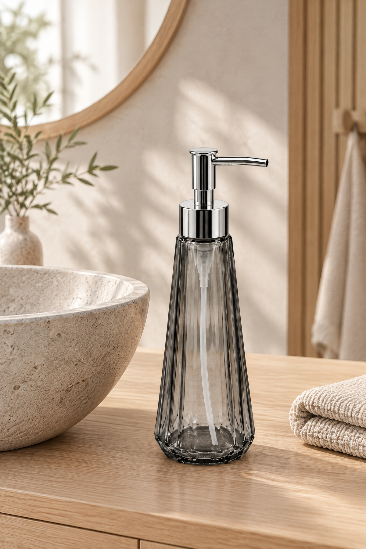 Eyfel Cam Sıvı Sabunluk 250 ml, 7,5x22 cm – Siyah