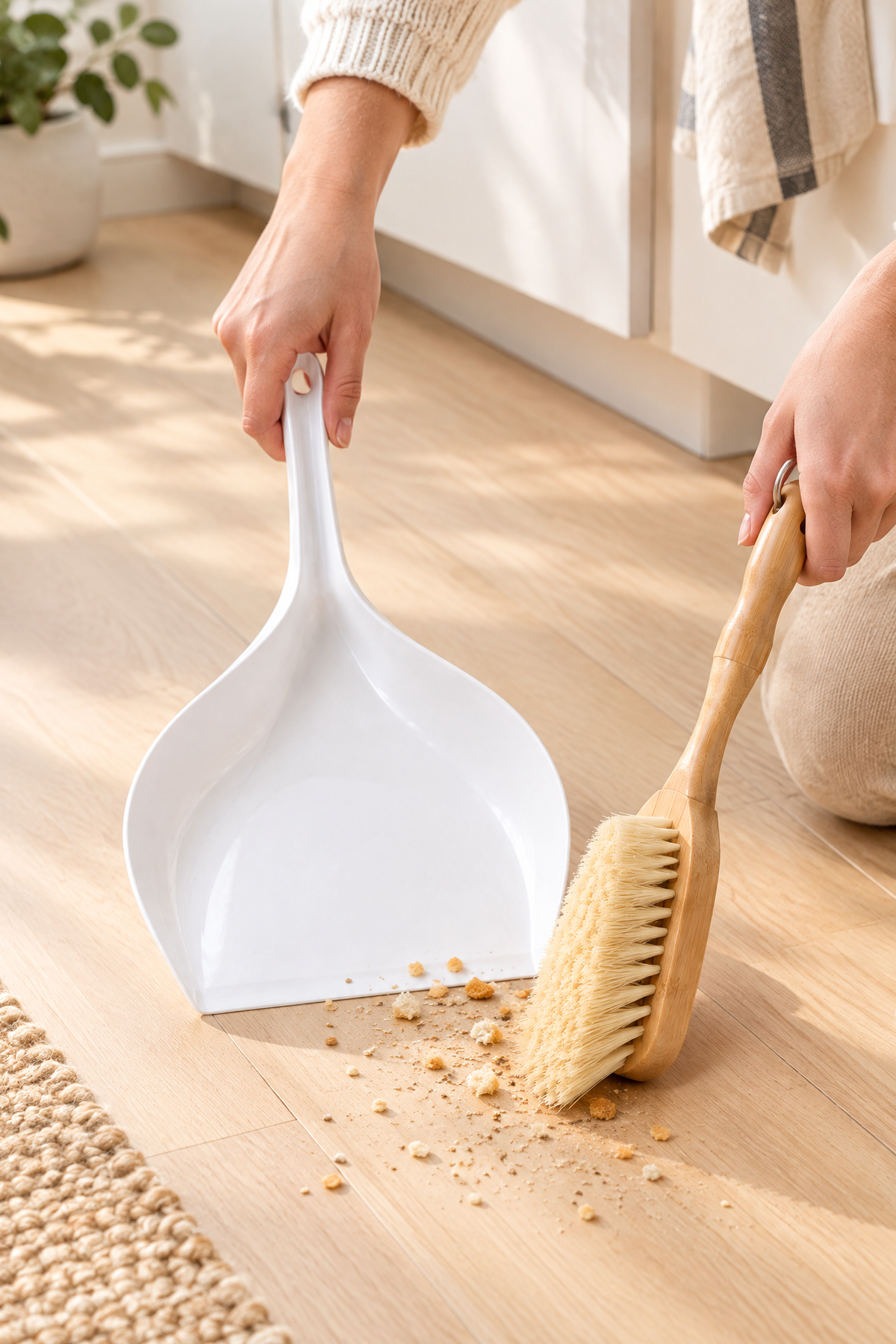 Faraş ve Ahşap Saplı Süpürge Fırçası Seti, 2 Parça, Geniş Ağızlı, 33 cm Kürek, 35 cm Fırça