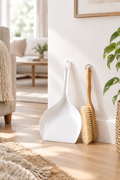 Faraş ve Ahşap Saplı Süpürge Fırçası Seti, 2 Parça, Geniş Ağızlı, 33 cm Kürek, 35 cm Fırça