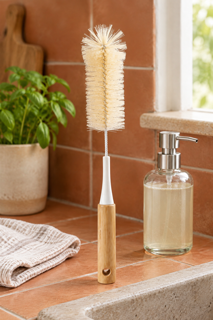 Bambu Saplı Uzun Şişe, Sürahi ve Termos Temizleme Fırçası, 33 cm