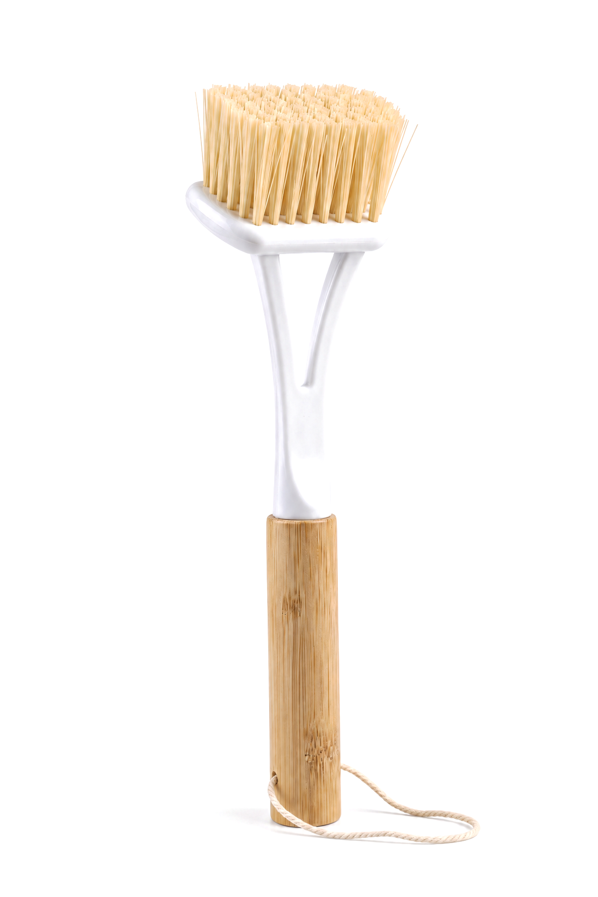 Bambu Saplı Geniş Düz Başlı Tencere ve Bulaşık Fırçası, Askı İpli, 22 cm
