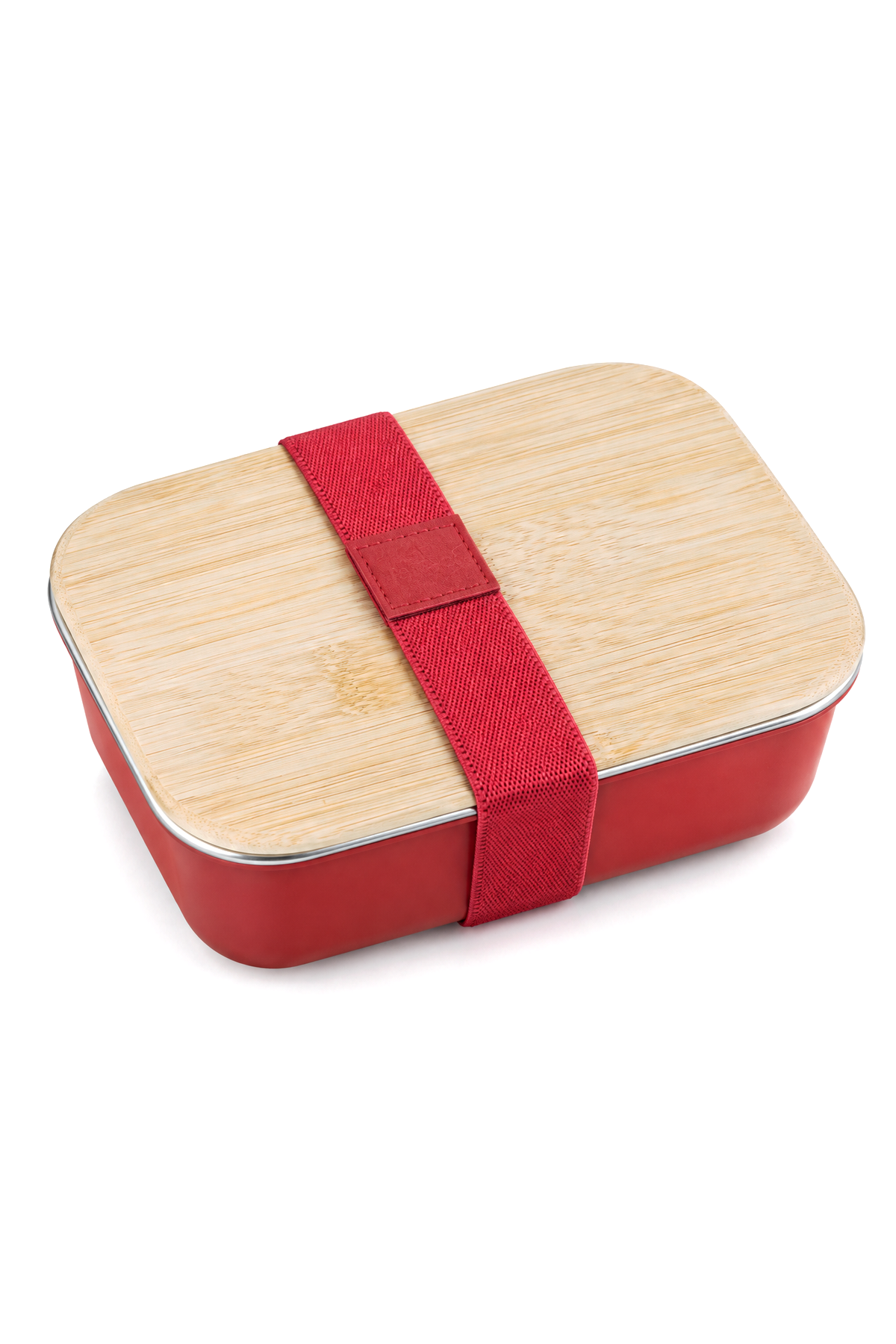 Bambu Kapaklı Paslanmaz Çelik Beslenme Kutusu,17 x 11 x 6,5 cm – Kırmızı