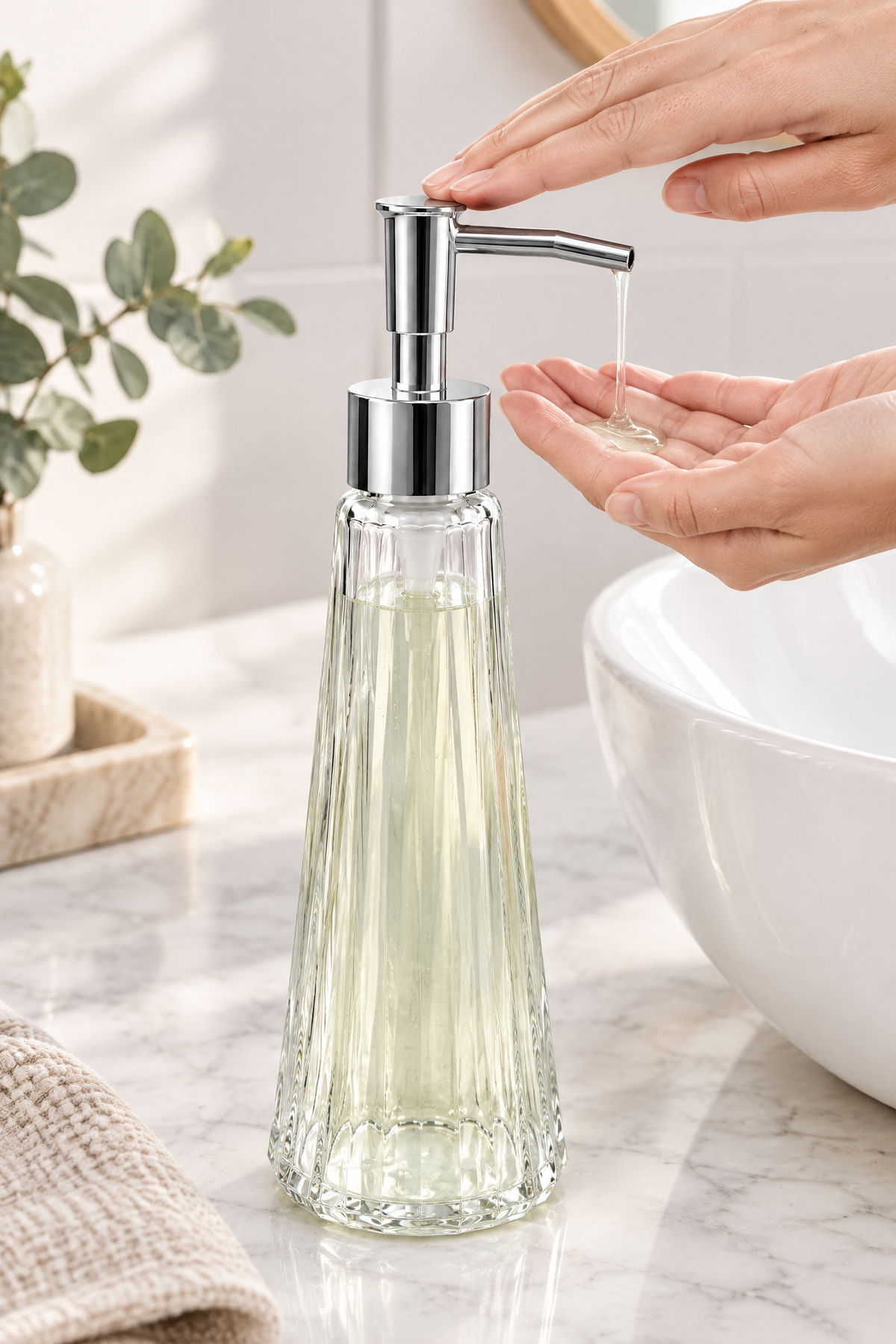 Eyfel Cam Sıvı Sabunluk 250 ml, Şeffaf, 7,5x22 cm