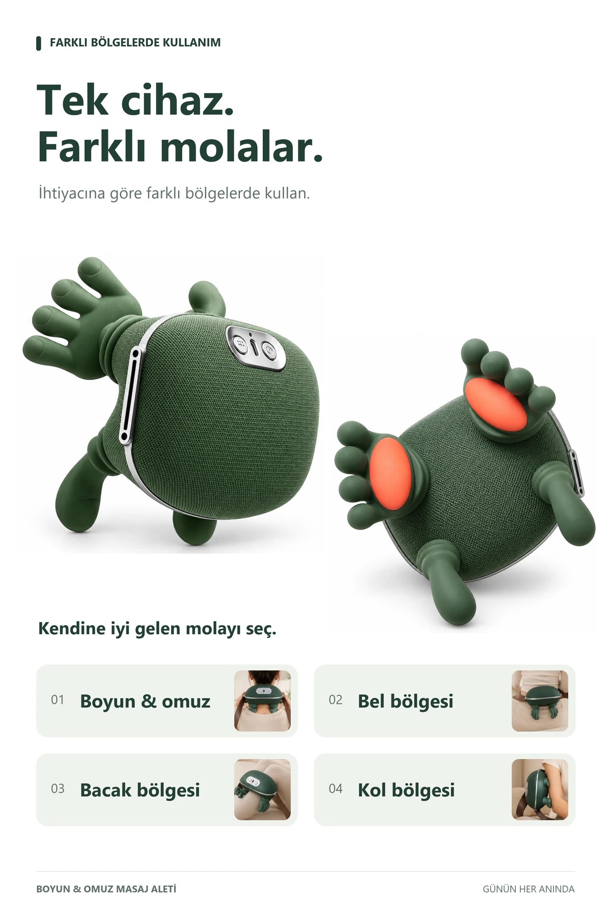 Şarjlı Boyun ve Omuz Masaj Aleti Isıtmalı Sıcak Kompresli Çift Başlıklı Taşınabilir