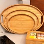 Bambu Oval 3'lü Tepsi Seti. Küçük Tepsi: 20x29 cm. Orta Tepsi: 26x36 cm. Büyük Tepsi: 31x45 cm