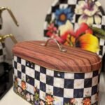 Ekmeklik, Metal Ekmeklik, Ekmek Sepeti , Damalı Çiçekli, Damalı Güllü, Krem Çiçekli Ekmek Sepeti