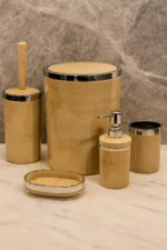 Banyo Seti 5'li, Yuvarlak, Akrilik-Çöp Kovası, WC Fırçalık, Sıvı Sabunluk, Diş Fırçalık, El Sabunluk - Görsel 23