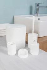 Şık Tasarımlı 5 Parça Beyaz Banyo Takımı, Çöp Kovası hacmi 6 litre - Görsel 2