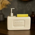 Şık ve Fonksiyonel Seramik Süngerlikli Sıvı Sabunluk/Deterjanlık, Krem, 500 ml