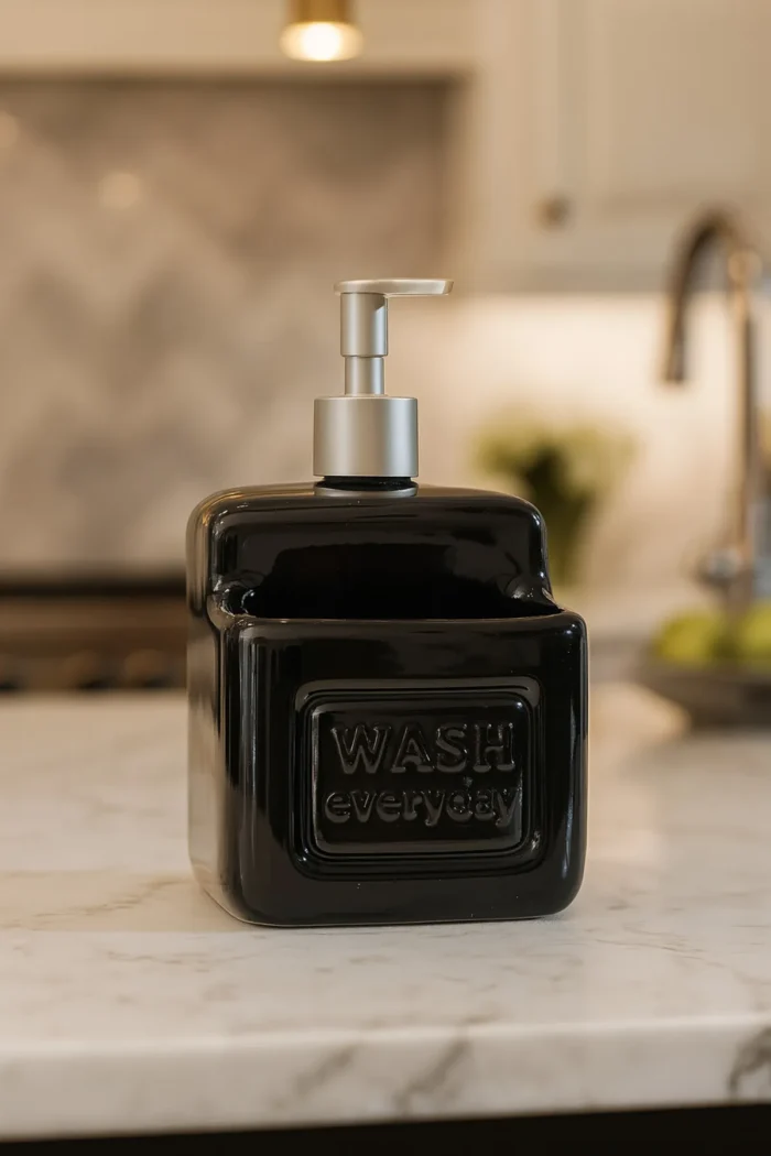 Şık ve Pratik Seramik Süngerlikli Sıvı Sabunluk/Deterjanlık , 500 ml - Görsel 5