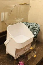 3 Katlı Kırılmaz Şeffaf Kapaklı Makyaj ve Takı Organizeri, 2 Çekmeceli, 19×27×36(yükseklik) cm - Görsel 5